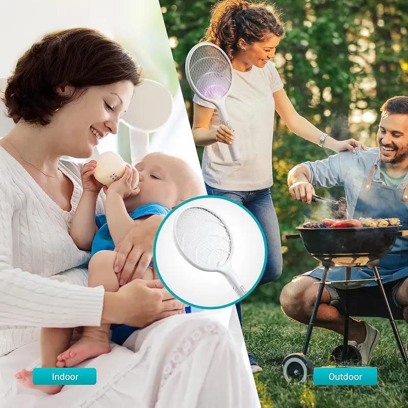 Electric Fly Swatter, 2-In-1 Intelligent Insect Killer, Electronic Mosquito Zapper, Power Output Generator with USB Charging Base, Mosquito Lamp for Home & Bedroom