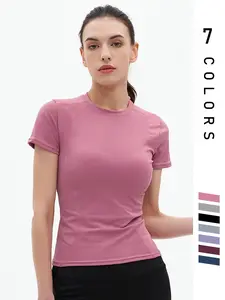 Women's Plain Sports Tee, Quick Drying Breathable Short Sleeve T-shirt, Ladies Sportswear for Indoor Outdoor Wear, Gym Clothes, Women Sport & Outdoor Clothing, Sports T-shirts for Women, Athletic Fashion Gym Clothing, Tops, Activewear, Solid Top