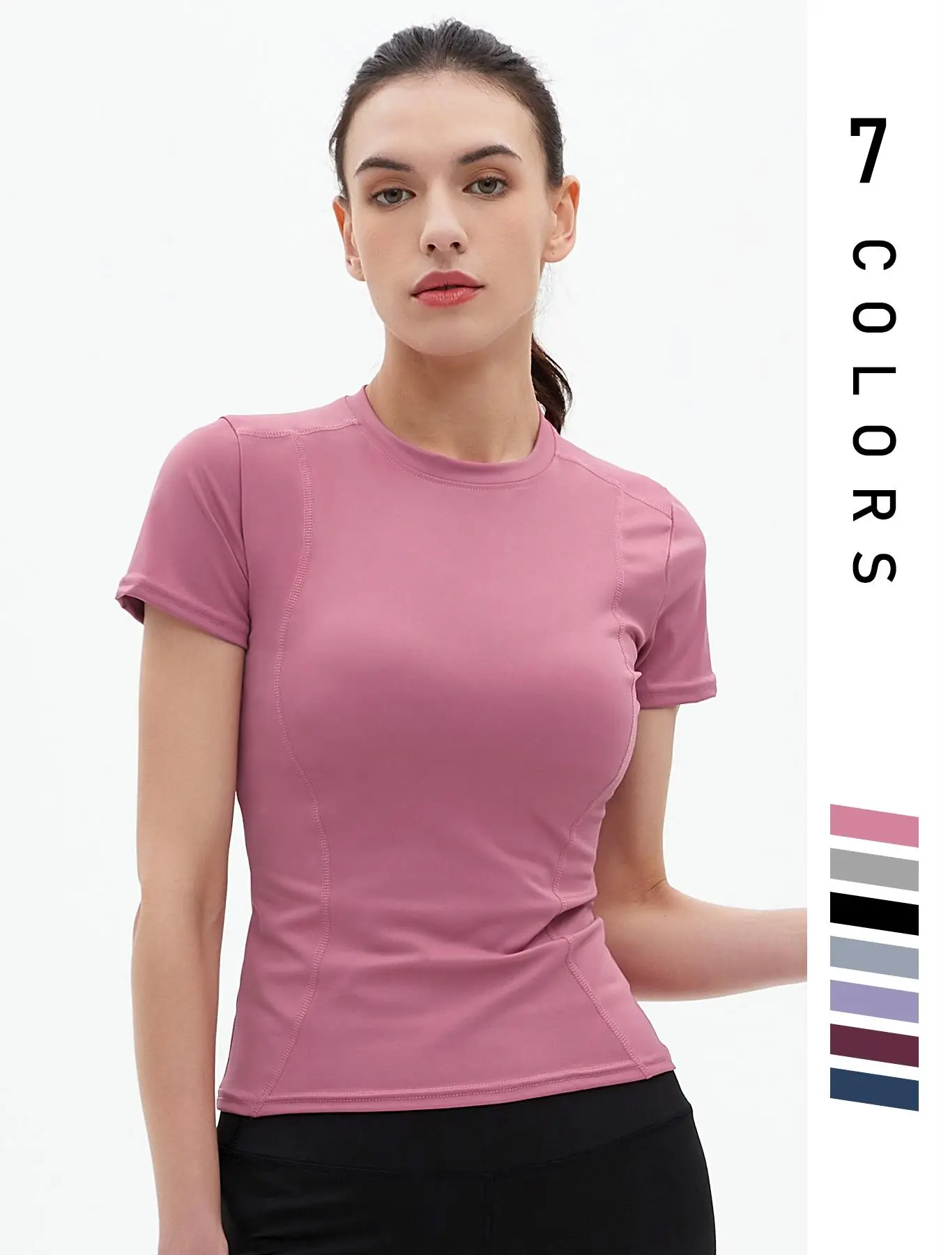Women's Plain Sports Tee, Quick Drying Breathable Short Sleeve T-shirt, Ladies Sportswear for Indoor Outdoor Wear, Gym Clothes, Women Sport & Outdoor
