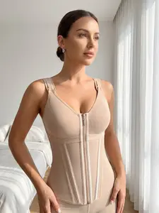 Women's waist shaping compression vest, shapewear, body contouring, tummy control zip-up vest