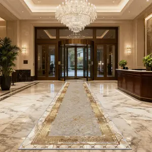 Jit Gold Diamond Velvet Rug, Home Decorative Area Rug, Luxurious Marble Pattern, Soft Comfortable Floor Mat, Easy Clean, Suitable for Hallway Bedroom Living Room Kitchen Entrance Bathroom
