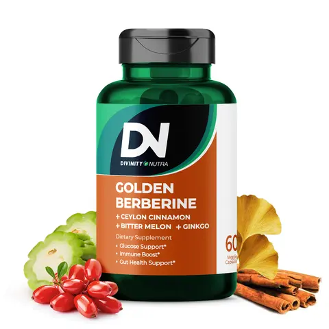 DN 4-in-1 Berberine Supplement 1500mg, Glucose Support, with Ceylon Cinnamon Bitter Melon Ginkgo, Support Gut Health, Metabolism, Wellness