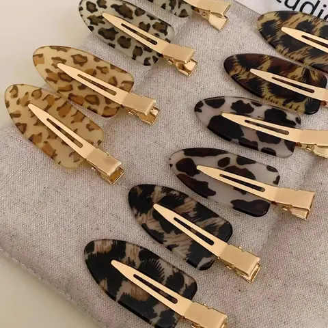 3pcs Cute Tortoise Leopard Acetate Hair Clips, Seamless Creaseless Bangs Barrettes for Girls, Minimalist Everyday Styling Hairpin, Back to School Gift, Cute Hair Accessories