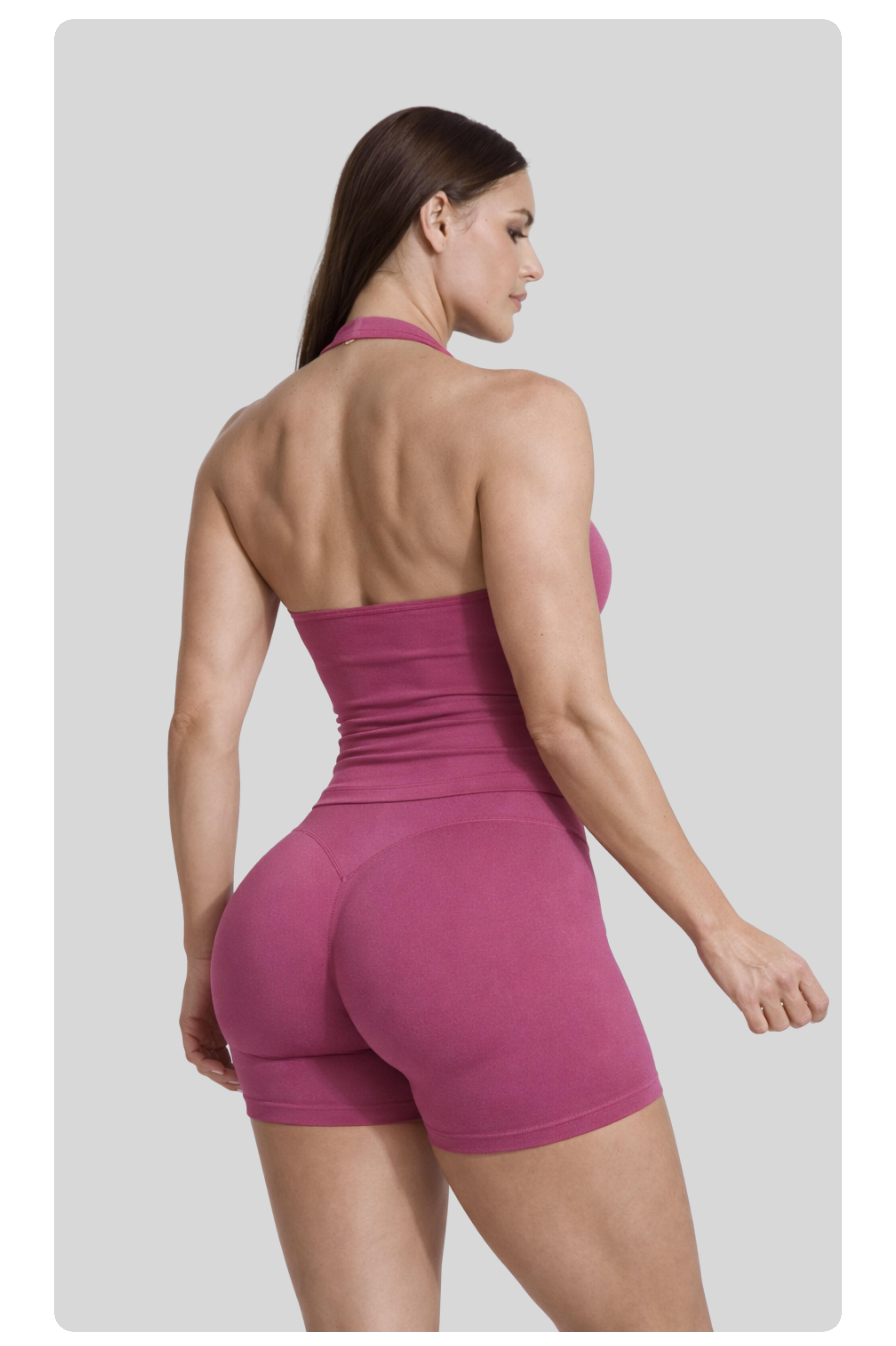 Coral Canton Halter Top & Impact Short Set