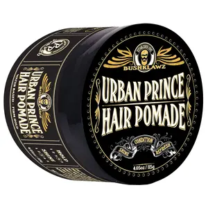 BushKlawz Urban Prince Hair Pomade Water Based Strong Hold Easy to Wash Out Gel Type for Tight Styles Men's Hair Styling Product Barber Approved Haircare Long Lasting Argan Fragrance Scented Scent