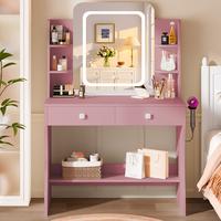 LED Symmetrical Dressing Table- Pink