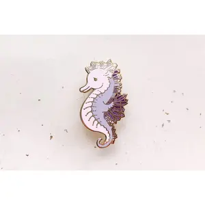 Amethyst Crystal Seahorse Enamel Pin