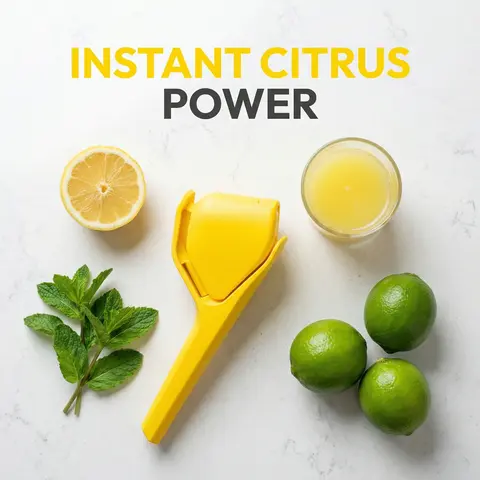 Manual Citrus Lemon Fruit Press - Ultralight 180g Durable PP-ABS Plastic Kitchen Fruit Tool, Extra-Wide Deep Bowl, Handles, Cup, Mess-Free Pouring, Max Yield, 3-Step Easy Extraction, No Battery Needed, Quick Clean, Dishwasher Safe (Single Unit)
