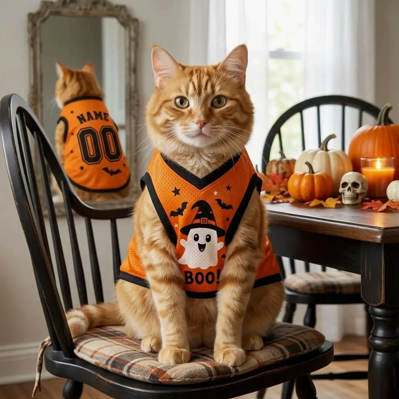 Personalized Halloween Dog Jersey, Custom Pet Name Spooky Pumpkin Pet Halloween Costume