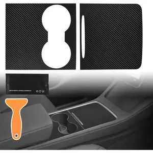 Center Console Wrap Carbon Fiber Parttern Designed for 2021-2024 Tesla Model 3/Y,Model 3/Y Interior Console Cover Accessories