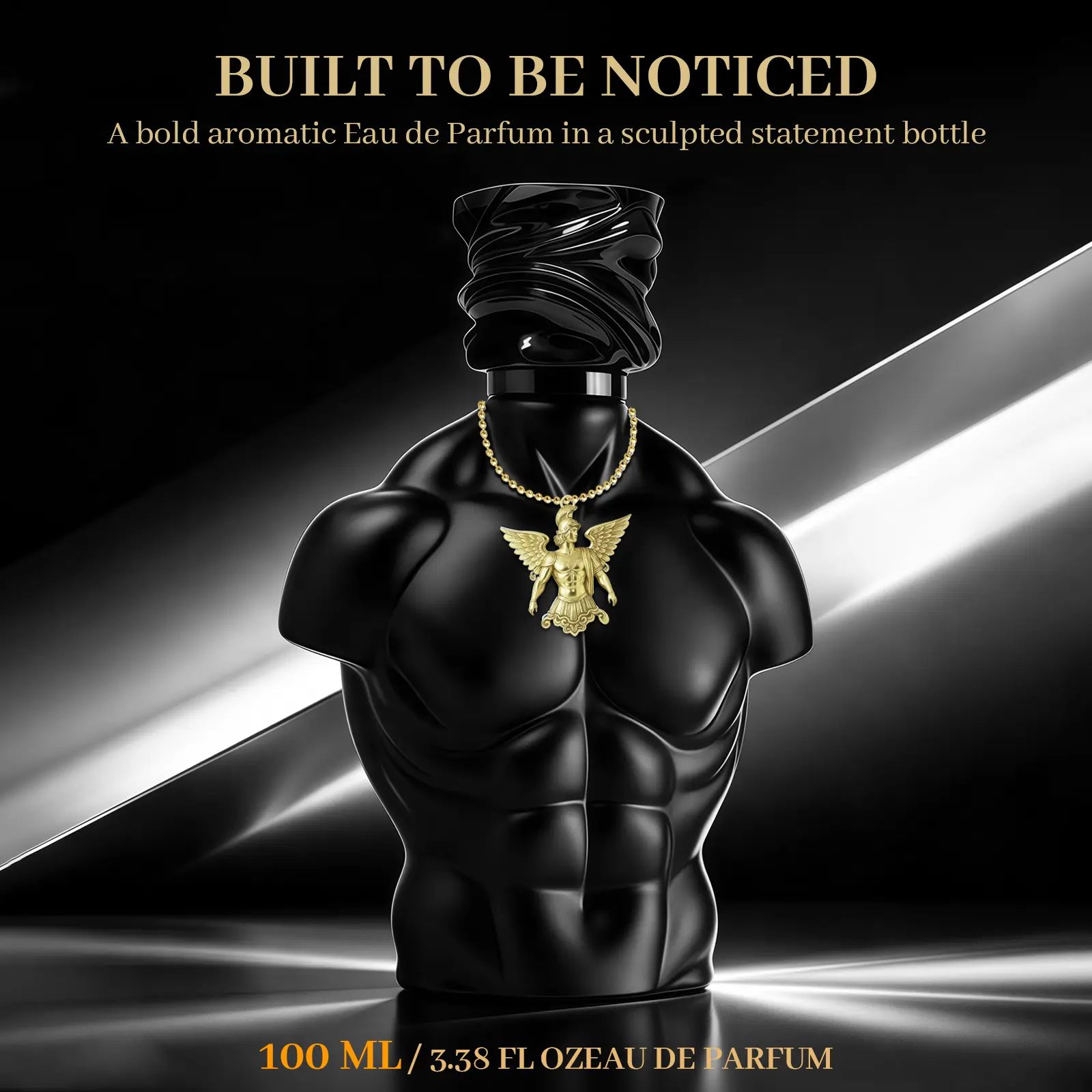 Back-to-School Sale NEORBIS God's Physique Eau de Parfum for Men, 100 mL, Citrus, Aromatic Geranium & Warm Spice, Sculpted Abs-Inspired Bottle with Gold-Tone Warrior Medallion