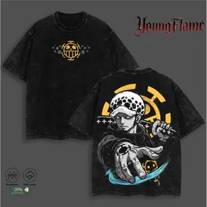 Trafalgar Law One Piece T-Shirt | Anime Pirate Graphic Tee | Vintage Washed Oversized Streetwear Unisex clothes boys merch men's wear male clothing outfit men fashion