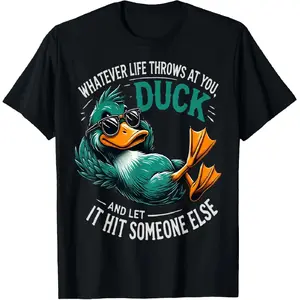 🦆 [100% Cotton][Graphic Tee]Funny Duck Graphic T-Shirt for Men, Women & Teens – Hilarious Animal Quote Tee, Cute Duck Design, Perfect Gift for Duck Lovers, Casual Summer T-shirt, Trendy Unisex Shirt for Everyday Wear & Humor Fans😂🎉