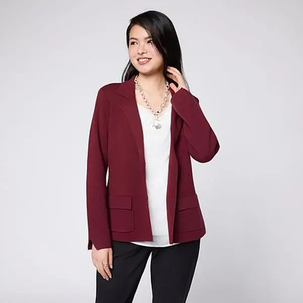 Jaclyn Smith Open Stitch Sweater Blazer