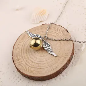 Golden Snitch Necklaces with Elegant Wing Detail 16 Inch Durable Chain Perfect for Everyday Wear Versatile Stylish Jewelry