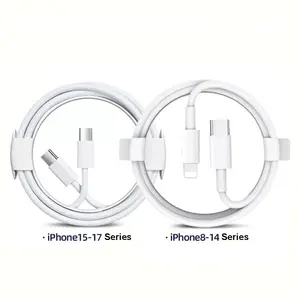 1pc 20W USB-C to Lightning Cable and 1pc 60W USB C to USB C Fast Charging Data Cable, Tpe iPhone Cord, Compatible with iPhone 17 16 15 14 13 12 11 Pro Max XR XS 8 7 6 Plus