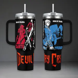 Devil May Cry Dante Vergil Tumbler 40oz 20oz Son of Sparda Video Game Cup 40 oz Tumbler With Handle, Tumbler 20oz No Handle, Gifts For DMC Fans