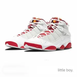 Collectible Mid-Top Athletic Shoes - All-White Leather Upper, Red Accents, Breathable Design, Durable Non-Slip Outsole