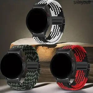 3-Pack Braided Nylon Magnetic Watch Bands, Adjustable Straps 18/20/22mm for Samsung Huawei Garmin Xiaomi Unisex