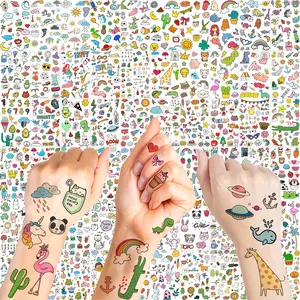 60 Sheets 1000+ Patterns Cute Cartoon Waterproof Temporary Tattoos Arm Finger Hand Face Tiny Small Summer Style Fake Tattoo Stickers of Colorful Animals Zoo Mermaid Dinosaur Unicorn Cat Dog Pets