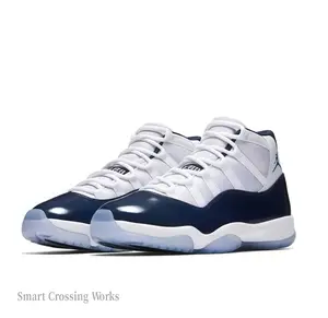 High-Top Collectible Sports Shoes - White Mesh Upper, Navy Patent Accents, Icy Blue Outsole, College Legend Edition