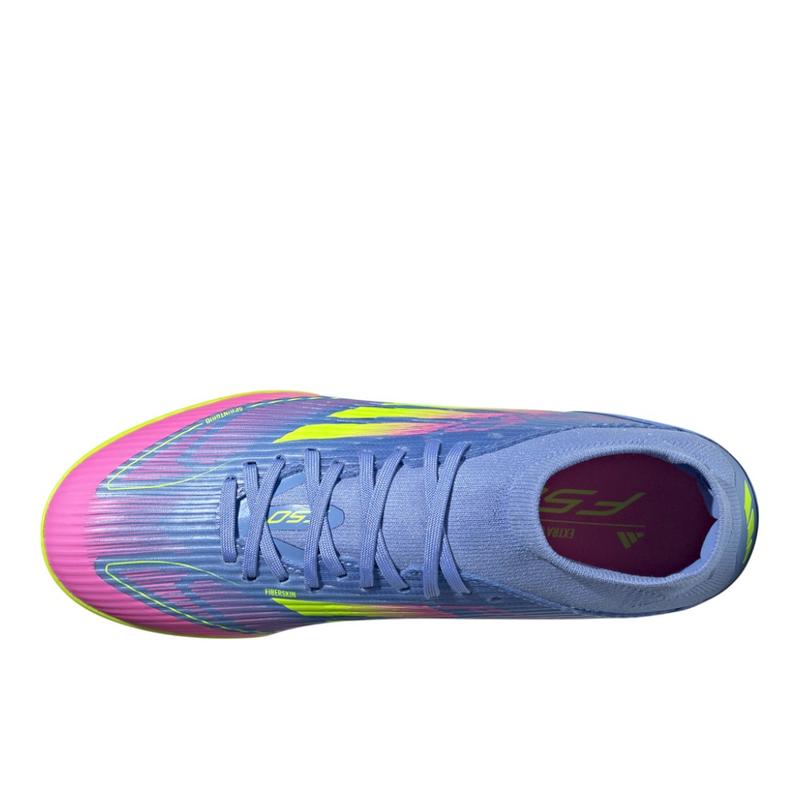 adidas Womens F50 League Mid Turf Soccer Cleats  - Blue, Yellow