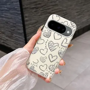 Heart-shaped love, pure color phone case, Phone protective cover, suitable for Google Pixel 7, 8, 10a, Pro, Pro XL series models, available in multiple colors, minimalist style, stylish and timeless