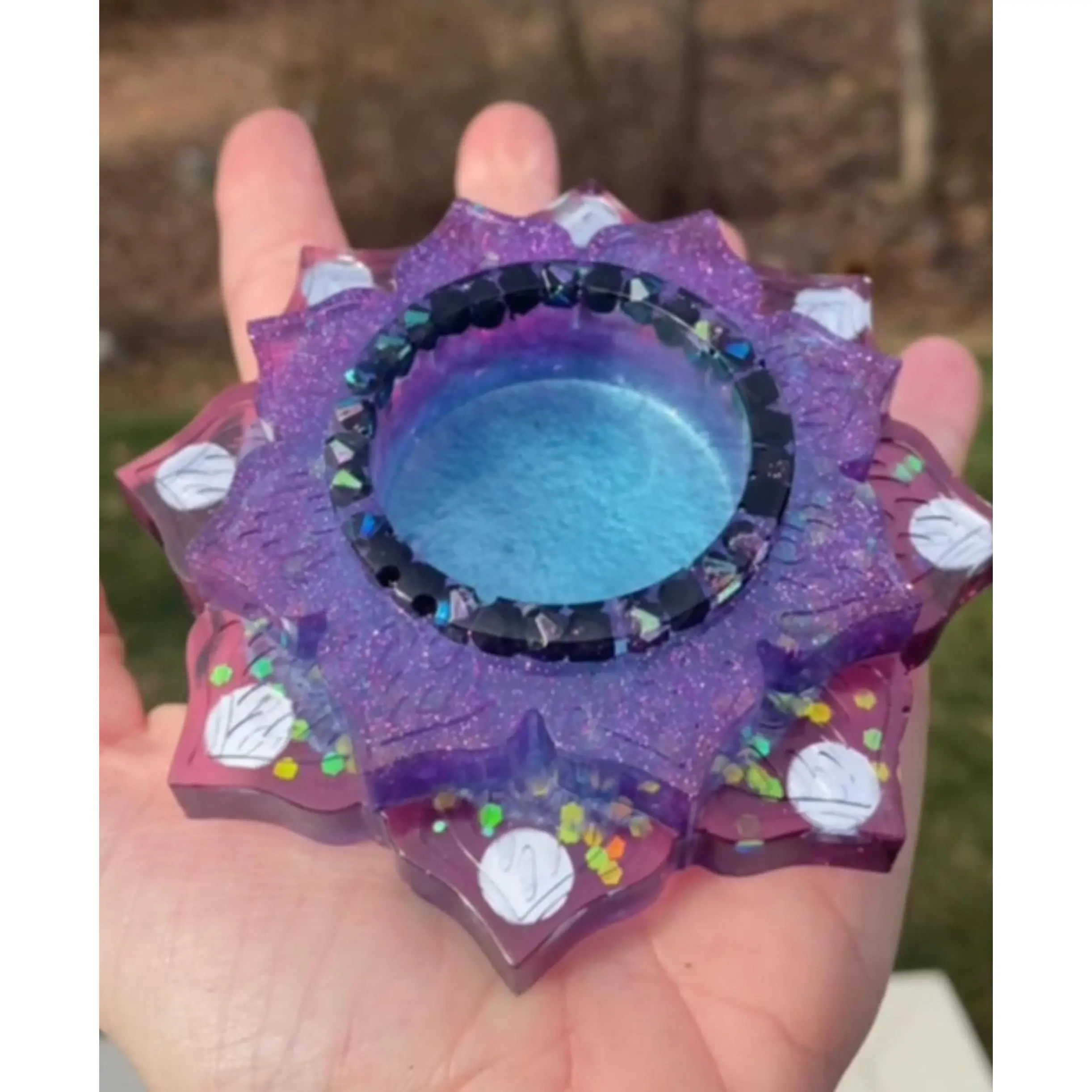 Lotus Candle Holder with Rhinestones
