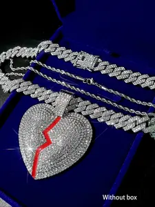 Trendy Enamel Heart-Shaped Pendant Necklace, Layered Stacking Jewelry for Men Women, Ideal Gift for Parties and Festivals, Love Heart Necklace