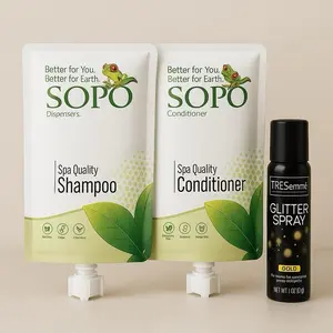 SOPO Spa-Quality Shampoo & Conditioner Set with TRESemmé Pro Gold Glitter Spray Viral Haircare Bundle for All Hair Types Plastic Shimmer