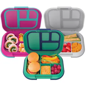 Bentgo Kids Chill Lunch Box (3 Pack) Set - Reusable Leak-Proof Meal Container with Multiple Compartments for Kid Lunches, Bento Lunch Box