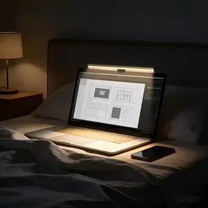 Adjustable Brightness Computer Monitor Light Strip, 3 Color Screen LED Task Lamp, Gaming Room Office Desk Lighting