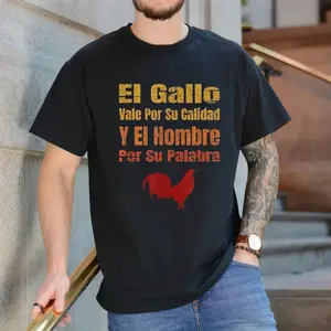 Rooster Enthusiast's Dream – Men's Black Tee with Stunning Red Rooster Artwork