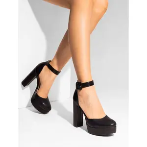Women's High Chunky Heels Pumps Elegant Solid Color Platform Ankle Strap Dress Round Closed Toe Wedding Party  Fashionable Comfortable Shoes
