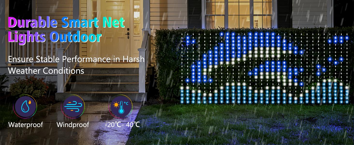 Echosari RGBIC Smart LED Mesh Net Lights Outdoor, 600 LEDs (3.7×9.5ft), App + Remote Control, DIY Patterns, Music Sync, IP65 Waterproof, Color Changing, AI Lighting Effects, Fast Setup for Backyard Gatherings Bush Patio Decor, Ac Power Supply