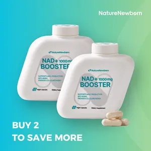 2x Naturenewborn NAD+ Booster NR1000 - High Purity 1000mg Supplement for Triple Anti-Aging Energy Focus - 60 Count - US Third-Party Tested for Purity & Potency Healthcare Natural