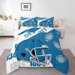 Football Comforter Set All Season Detroit Bedding Set s Football City Microfiber Kids Bedclothes Bedroom Decor Duvet Quilt Soft Lightweight