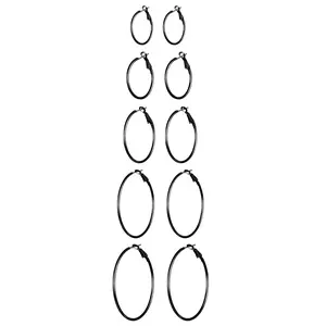 OIDEA 5 Pairs Large Hoop Earrings Set for Women, Stainless Steel Multi-Size Statement Hoops, Lightweight Big Hoops for Daily Wear