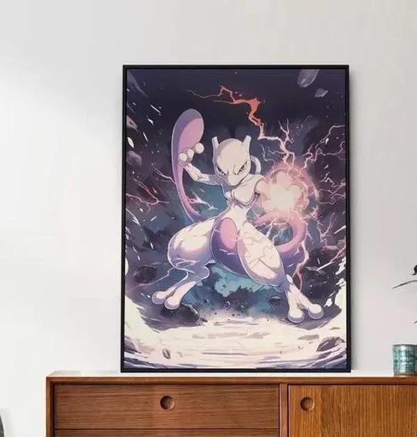 Mewtwo, Pokemon, Anime Poster, Printable Wall Art, Bedroom Wall Art