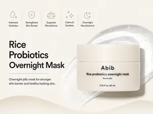 Abib - Rice Probiotics Overnight Face Mask Barrier Jelly 2.7 fl oz | Korean Sleeping Mask for Glass Skin | Moisturizing & Slugging Cream