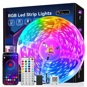 Smart LED Strip Lights with App and Remote Control, RGB Color Changing Light Strips, 24V for Bedroom Party Festival Home Decor