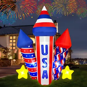 5FT USA Rocket Inflatable with Built-in LED Lights – America 250 Celebration 2026 4th of July Patriotic Blow Up Firecracker Yard Decoration for Independence Day, Memorial Day Lawn & Garden Décor