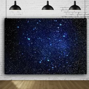 2D Night Sky Star Background Cloth, Universe Theme Photography Backdrop, Galaxy Stars Birthday Party Photo Background, Space Party Decorations, Studio Banner