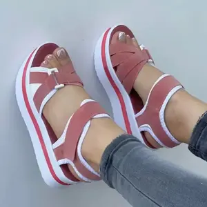 Women's Platform Wedge Sandals Casual Summer Adjustable Arch Supporting Pad High Heel Sandals, Suitable for Outdoor Leisure Travel Walking Shoes Footwear