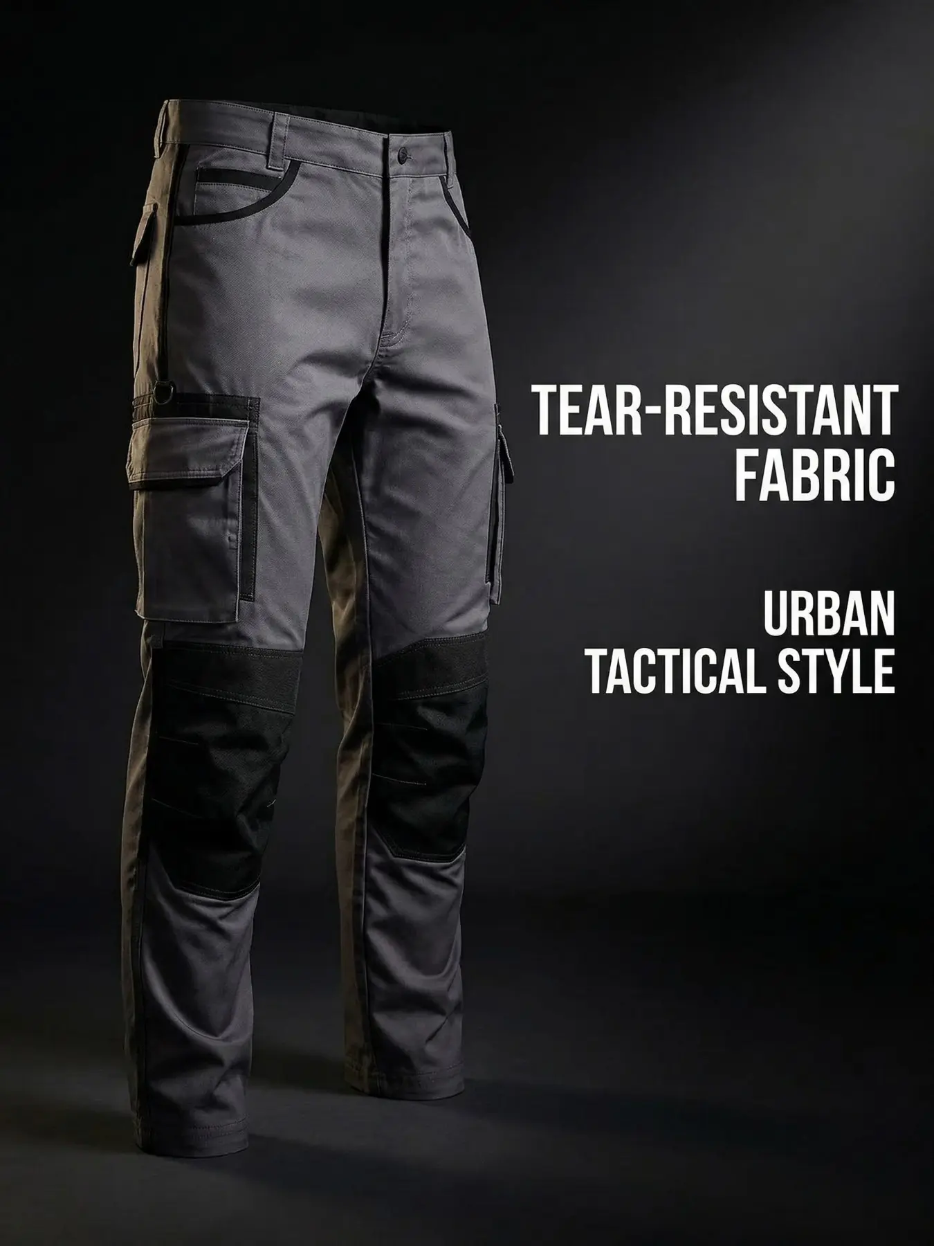 Men's Multi-Pocket Durable Work Pants, Knee Reinforced Waterproof Safety Trousers, Outdoor Construction Auto Repair Electrical Workwear, Knee Reinforcement