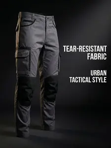 Men's Multi-Pocket Durable Work Pants, Knee Reinforced Waterproof Safety Trousers, Outdoor Construction Auto Repair Electrical Workwear