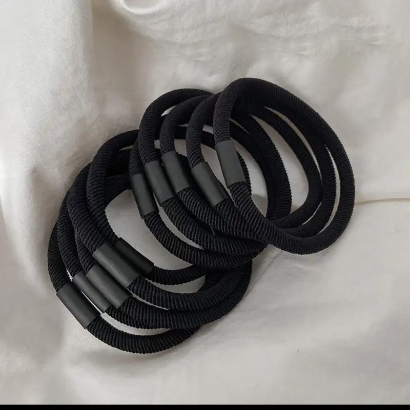 10PCS High Stretch Durable Hair Ties for Women, Neutral Tone Basic Elastic Ponytail Holders with Metal Buckle, Soft No Damage Hair Bands, Multi Pack Hair Accessories for Bun Hairstyles, Daily Wear, Workout & Casual Everyday Outfits
