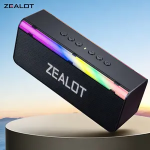 ZEALOT PC Long Bar Bluetooth Speaker, RGB Lights, 20W HIFI Bass, IPX4 Waterproof, 3000mAh Battery, TF/USB/AUX for Hiking, Office & Gift.
