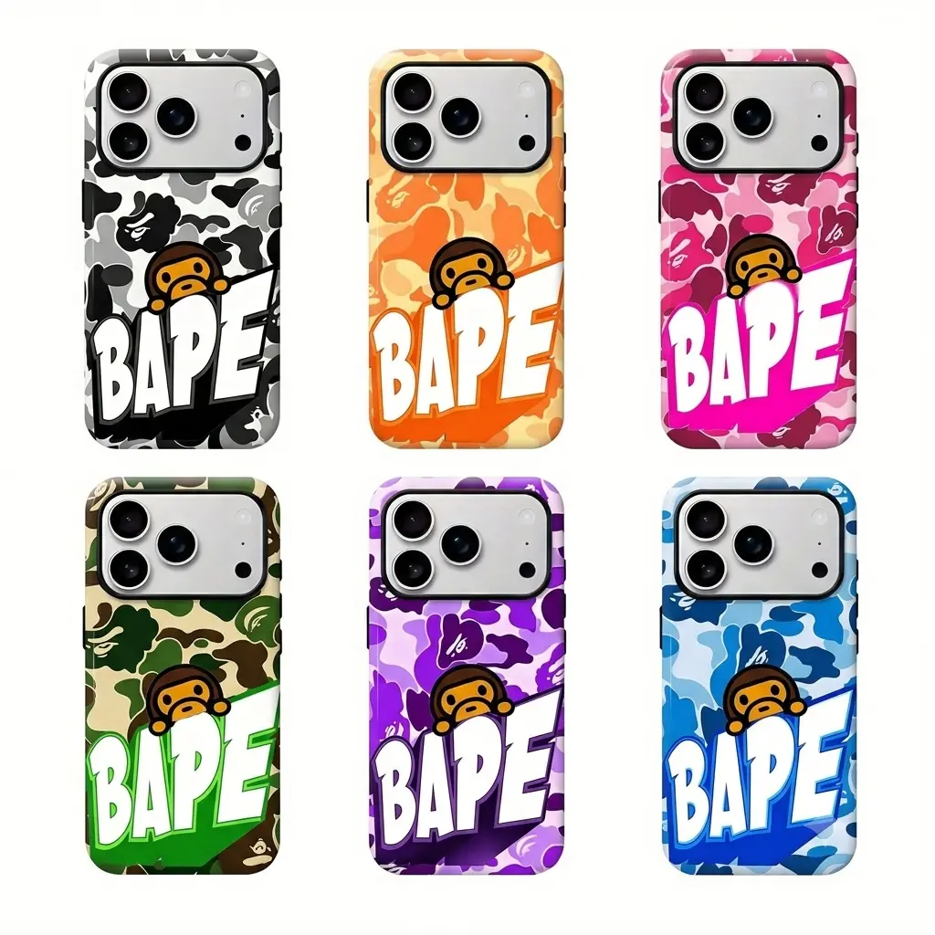 Shockproof Anti-Drop Camo Ape Design Stylish Protective Phone Cover, Casing for iPhone 11-17 & 17 Pro Max, Wireless Charging Compatible Urban Street Style Phone Accessories