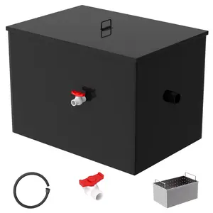 Grease Trap, 20.32 GPM Grease Interceptor, 50 LBS Carbon Steel Under Sink Interceptor, Commercial Interceptor for Home Kitchen, Canteen, Restaurant, Coffee Shop